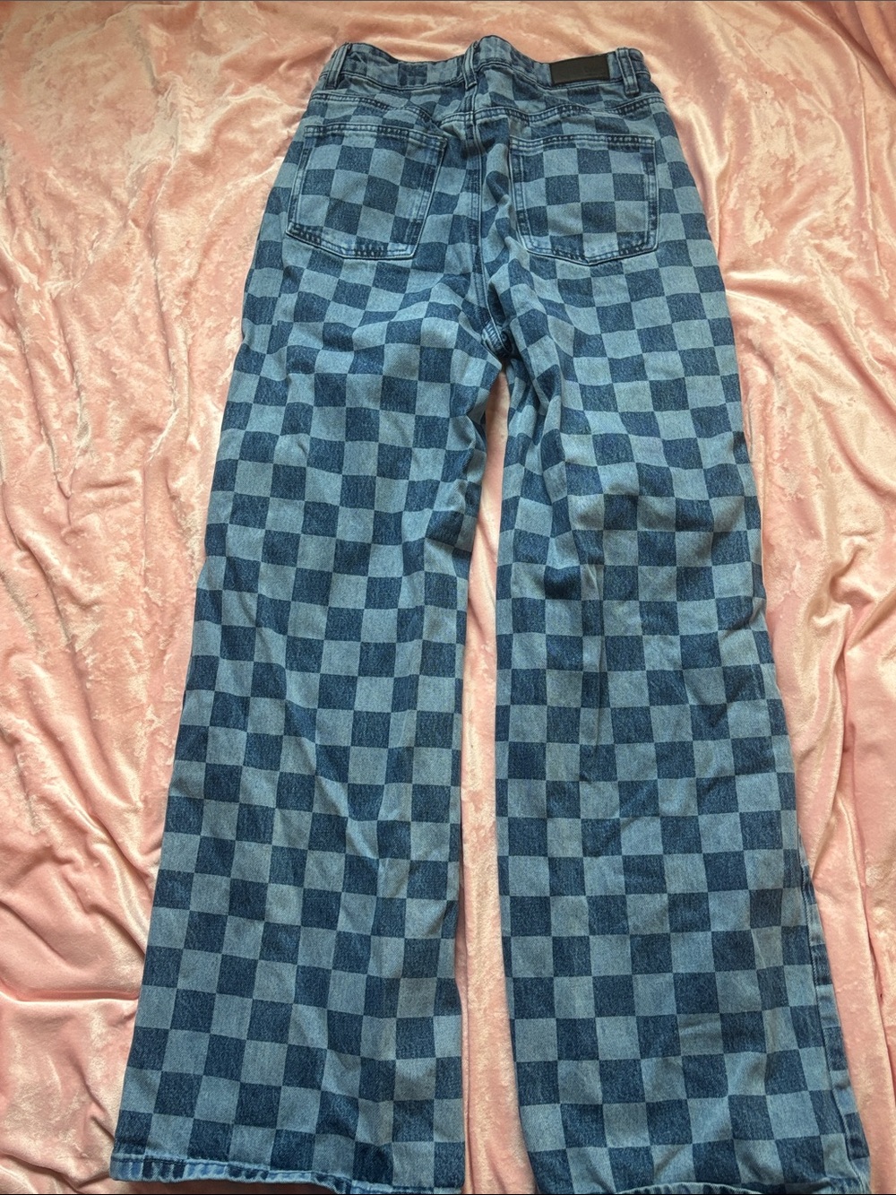 Twik Simons Checkerboard Blue Wide-Leg Jeans - Picture 3 of 7